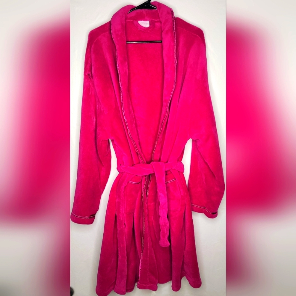 Secret Treasures Pink Wrap Robe with Shawl Collar